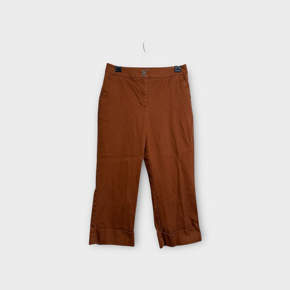 Additions by Chico’s Women’s Rust Orange Brown Cuffed Casual Capri Pants 0.5 (S)